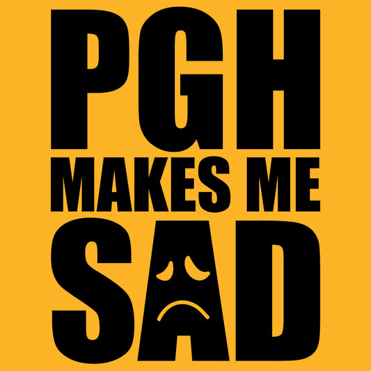 PGH Makes Me Sad Pittsburgh gold mug design